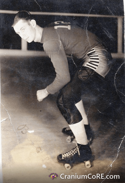 Art Larson on his skates in the Roller Derby